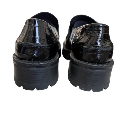 Versace Women’s Black croc-embossed Leather Medusa Mocassino Loafers, sizes - Picture 8 of 16